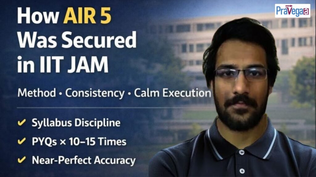 Akash Naskar explaining how AIR 5 was secured in IIT JAM Physics through syllabus discipline, repeated PYQs, and calm execution.