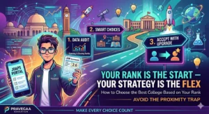 IIT JAM 2026 counselling strategy infographic showing data audit, smart choice filling, and accept with upgrade process to choose best college